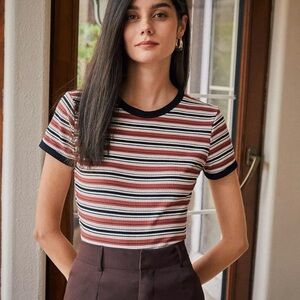 Striped Ribbed T-Shirt